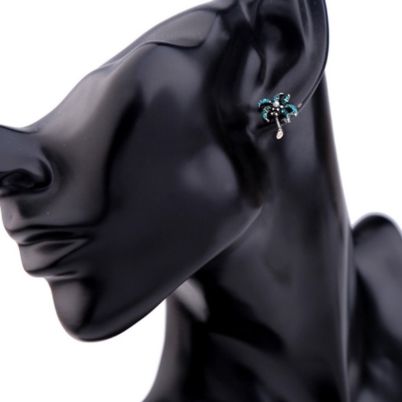 COCONUT PALM TREE PEARL RHINESTONE EARRINGS - Picture 5 of 7